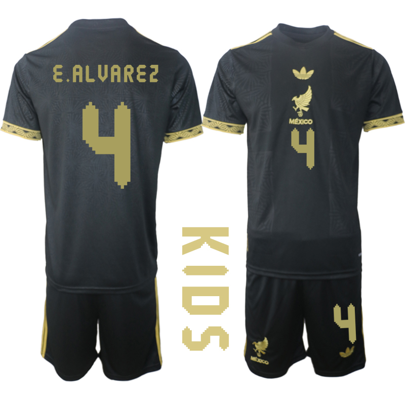 Youth 2025-2026 National Team Season Mexico Black #4 Soccer Jersey